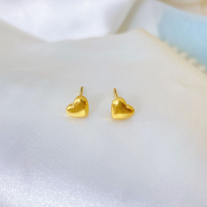 5g Weight 1 Pair Simple Style Heart Shape Plating Titanium Steel Ear Studs