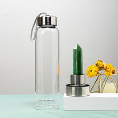 Natural Pink and White Crystal Hexagonal Column Energy Cup Borosilicate Glass Water Cup Water Bottle Crystal Tea Cup Factory Wholesale