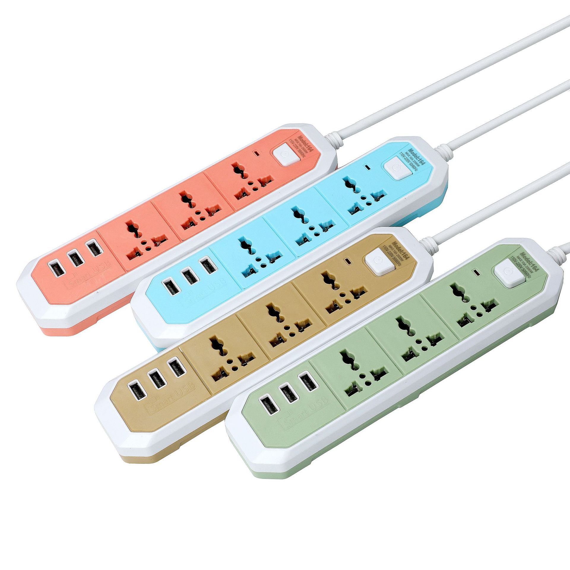 163# 3 agujeros de cableado 2m 164# USB cambio de toma de corriente Sudamérica dos enchufes planos