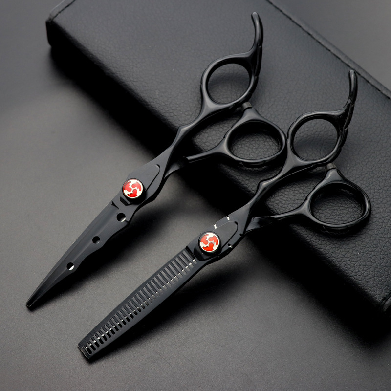 黑色美发剪刀套装 烤漆理发剪刀 平剪 牙剪 厂家直销 支持制作LOG