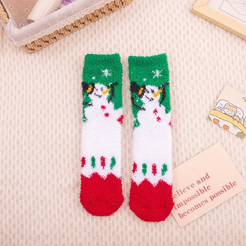 Calcetines Navideños Térmicos de Terciopelo de Coral Transpirables y Antibacterianos para Invierno image 13
