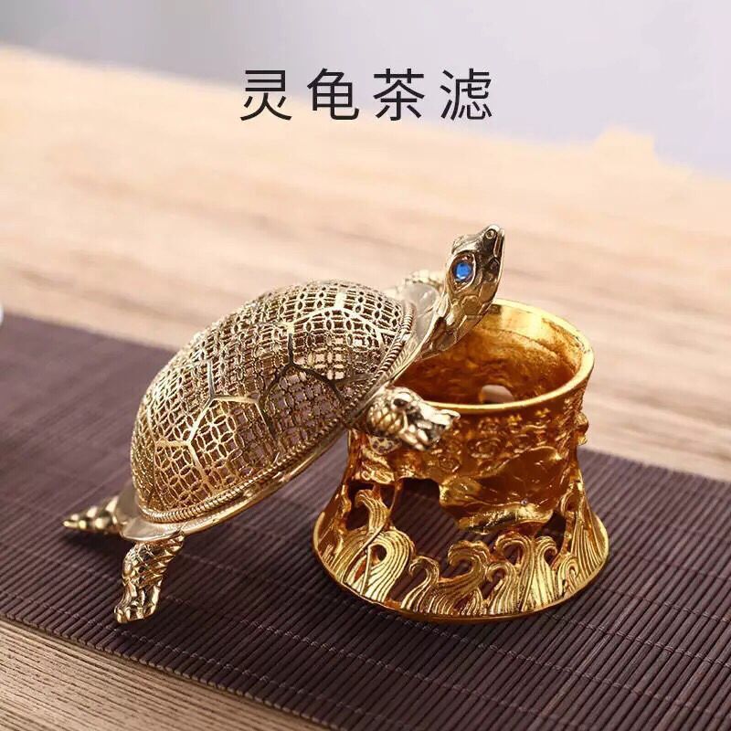 唐宋批发纯铜灵龟茶漏茶托架泡茶过滤网滤茶器茶过滤配件家用办公