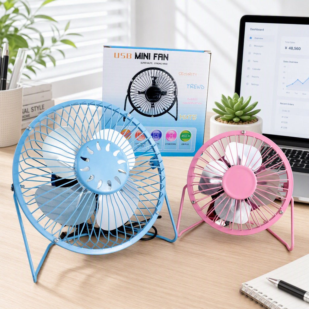 4 pulgadas USB mini ventilador Oficina mudo escritorio ventilador metal pequeño ventilador impresión 6 pulgadas ventilador de hierro image 1