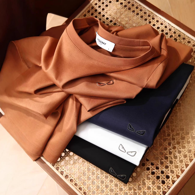 Devil's Eye~Italian-Style Light Luxury Feel, Liquid Ammonia Mercerized Silk Round Neck, Stretchy and Breathable Summer Men's Short-Sleeved T-Shirt
