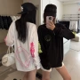 男女长袖中长款印花t恤