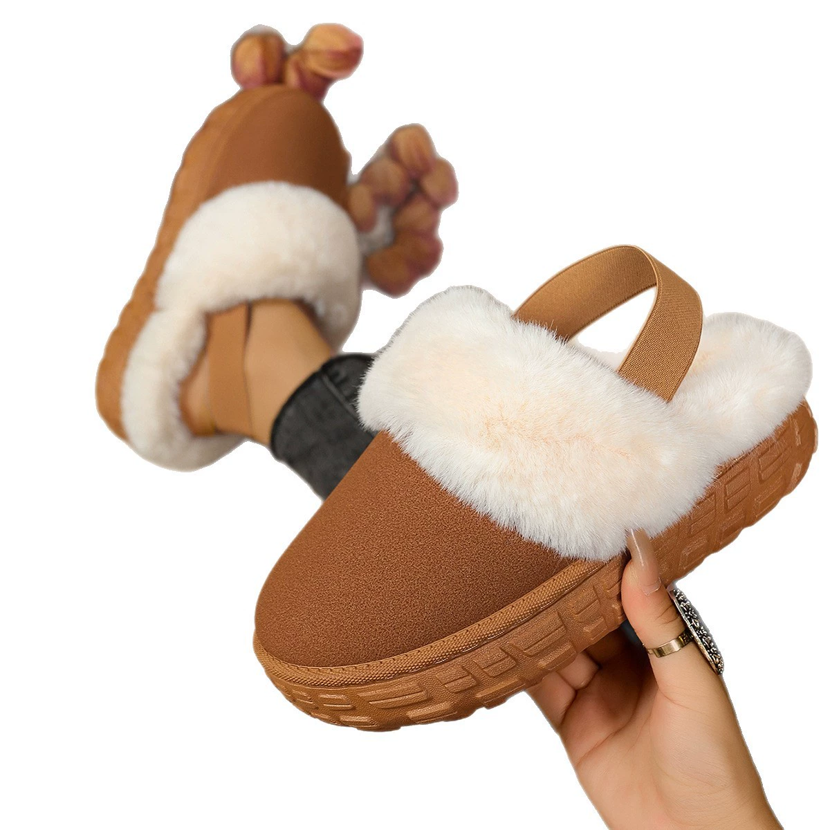 Winter boots platform, fleece keep warm shoes