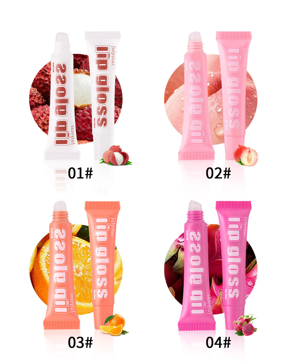 Julystar Fruit-Flavored Long-lasting Moisturizing Lip Gloss, Lustrous and Transparent 8-piece set, Lip Moisturizing Cream, Wholesale Lip makeup undefined
