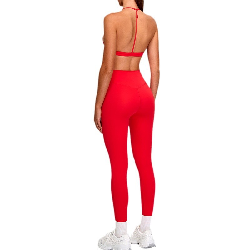 Traje transfronterizo de ropa interior deportiva de espalda hermosa en forma de T traje de yoga para mujer traje deportivo de fitness para correr de secado rápido de cintura alta