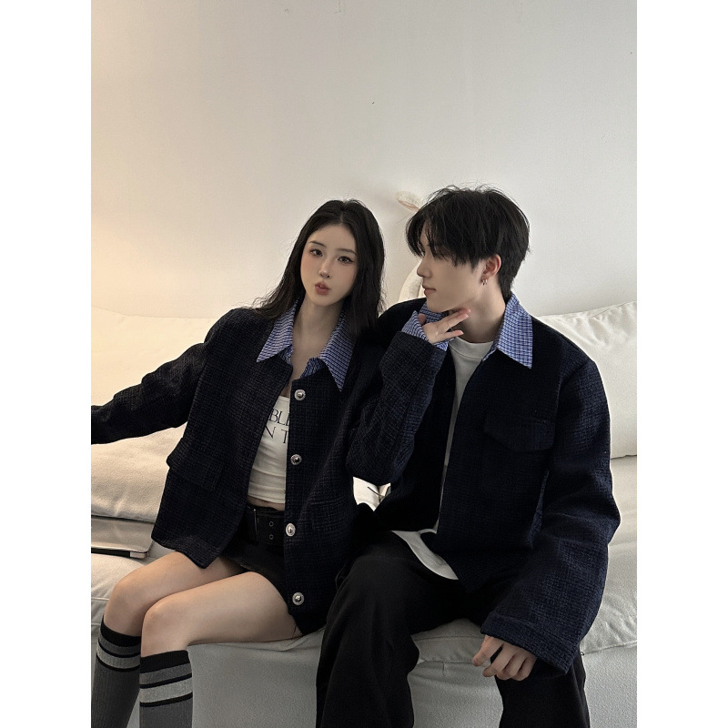 패션 기질 짧은 가짜 두 조각 작은 향기로운 바람 코트 연인 의상 크로스 국경 머리카락