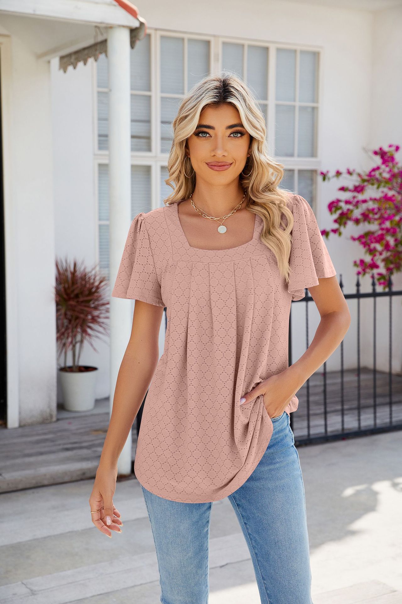 Women's T-shirt Short Sleeve T-Shirts Casual Solid Color display picture 13