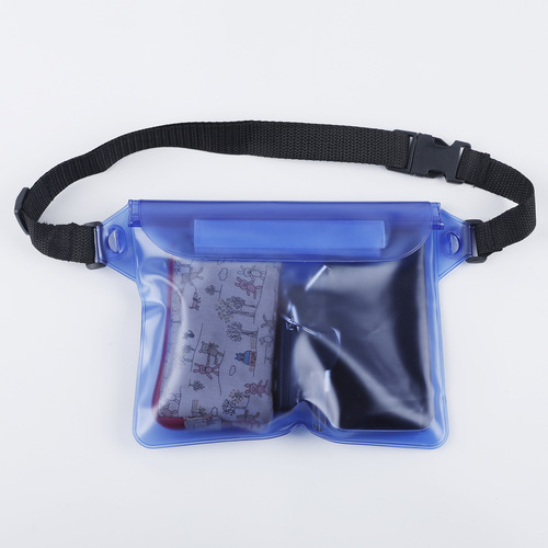 PVC semi-transparent frosted three-layer waterproof bag, thickened mobile phone waterproof bag, floating beach swimming waterproof waist bag
