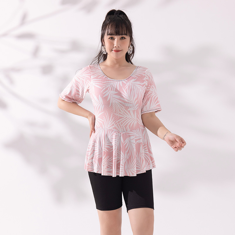 Traje de baño de una pieza para damas de mediana edad, tamaño extra grande, traje de baño de primavera caliente de adelgazamiento conservador de niña gordita