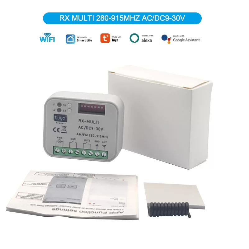 RX-Multi 280-915MHz Tuya WIFI приёмник реле гаражных ворот + RF пульт ДУ DC9-30V