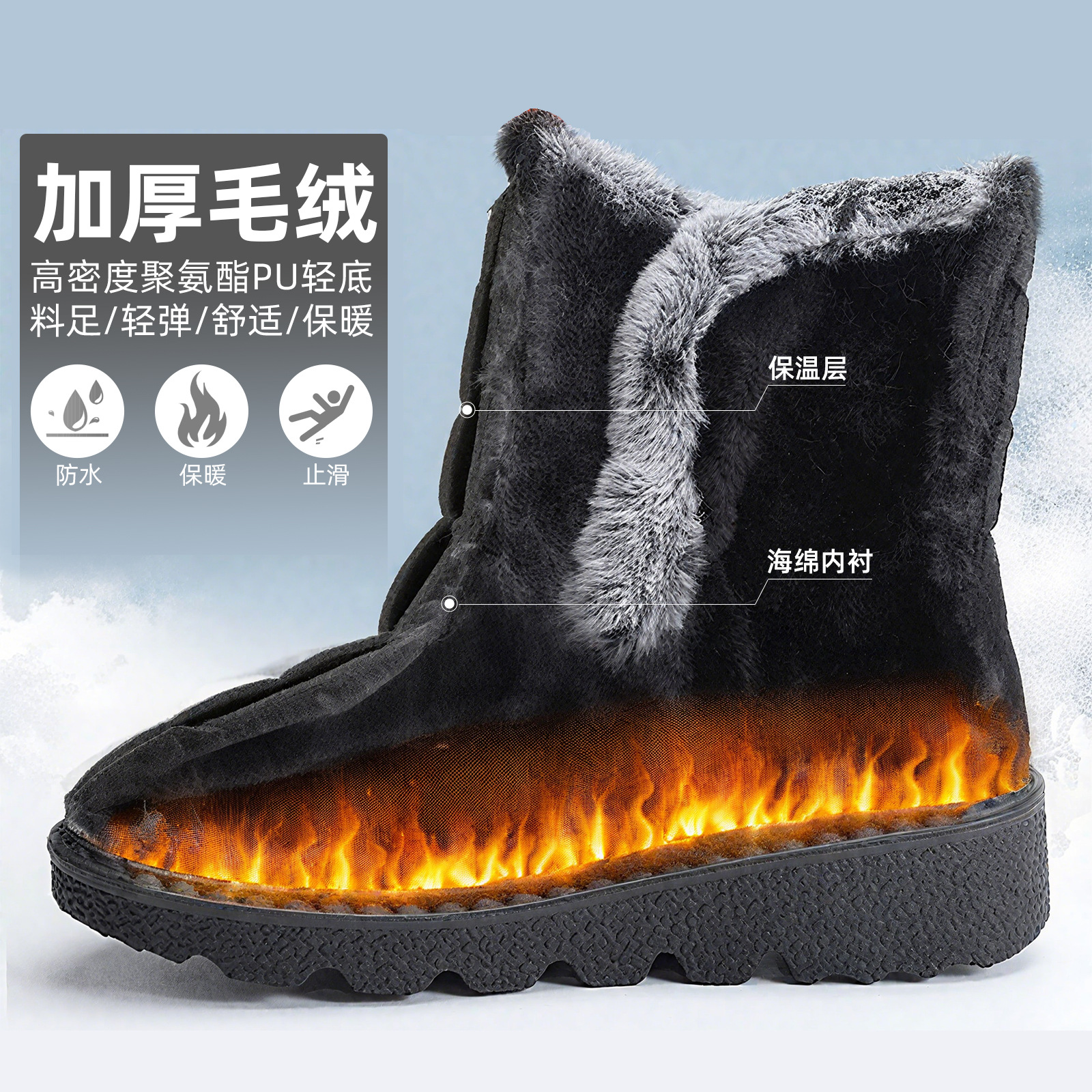 Zapatos de algodón de invierno para mujeres grandes botas de nieve y zapatos de lana para mujeres transfronterizas temu botas de cabello para aumentar la altura de botas de algodón