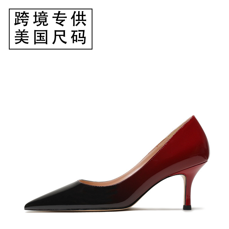 Cross-border special for niche gradient pointed 6cm high heels women's elegant socialite stiletto heel single-layer shoes Amazon delivery