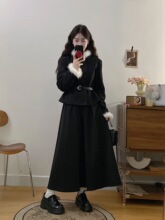 现货流行大码女装韩系小香风毛领双排扣外套高腰气质一件代发包邮