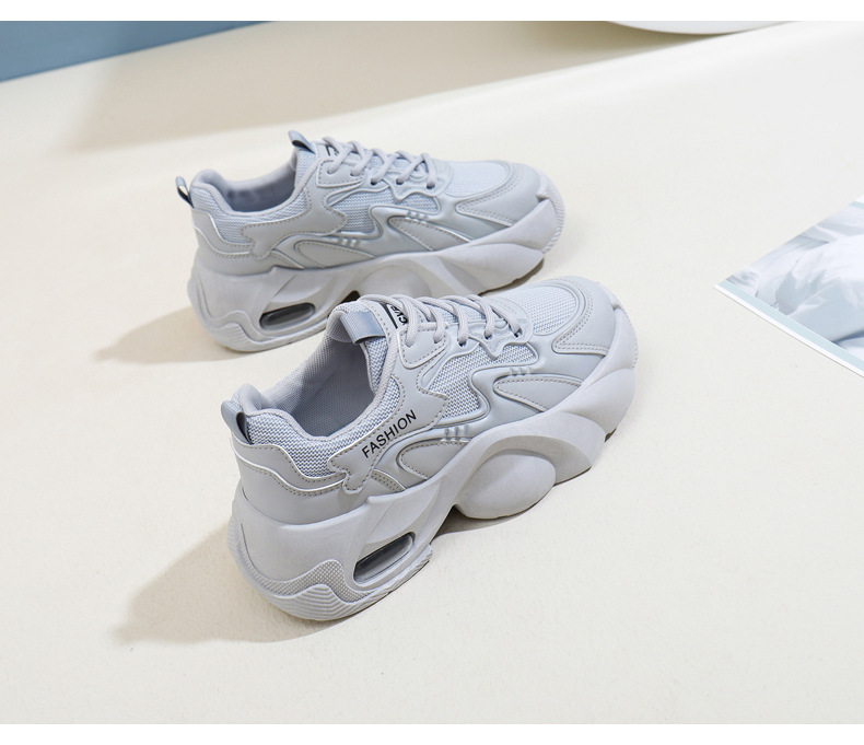 Ins coréen Net coupe basse papa chaussures femmes 2024 automne nouveau respirant étudiant sport hauteur augmenter loisirs YB2808_voghion.com