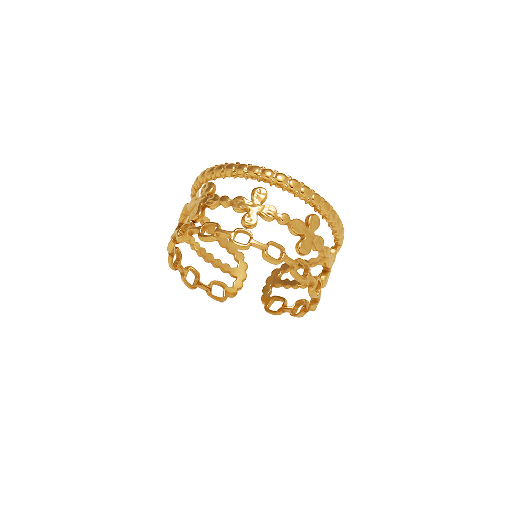 4g Weight Real Gold Plated Plating Material Open Rings Classification Adjustable Ring Size 1 Piece Quantity Daily Occasion 304 Stainless Steel Material Geometric Pattern Women's Gender Ethnic Style, Simple Style Style Waterproof Non Tarnish, Hollow Out Craft Real Gold Plated Geometric 304 Stainless Steel Ethnic Style Simple Style Waterproof Non Tarnish Open Rings 3