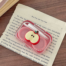 美瞳盒小巧便携苹果立体配件隐形眼镜伴侣盒护理盒收纳盒透明