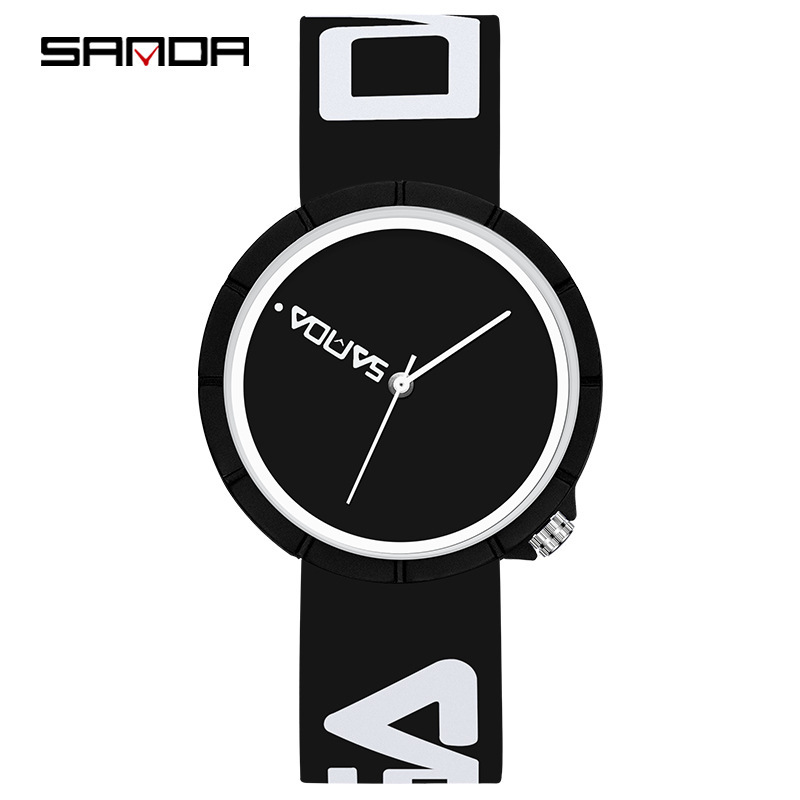 SANDA 3204 Nuevo movimiento de cuarzo Correa silicona simple casual deportes al aire libre reloj estudiante