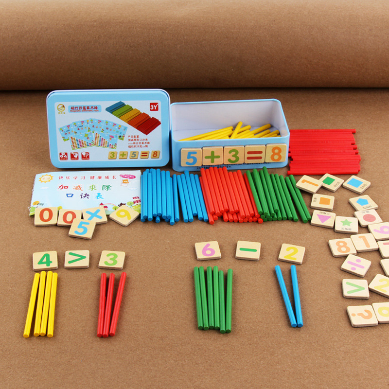 Cross-Border Wholesale Kindergarten Mathematics Wooden Magnetic Iron Boxed Number Stick Arithmetic Number Stick Early Education Educational Toys