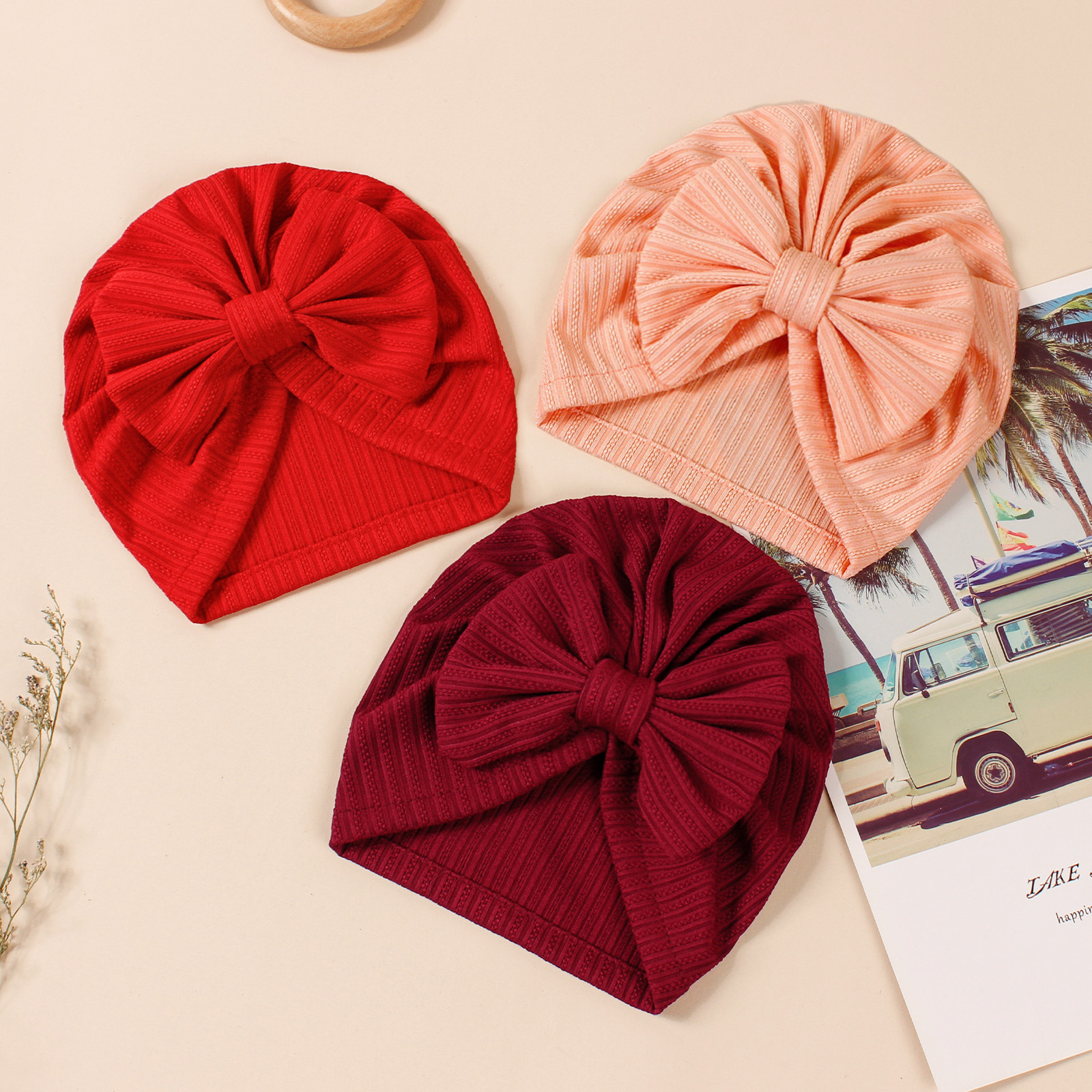 Hot-selling baby brimless bag head hat four-sided elastic jacquard…