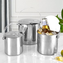 加厚不锈钢翻盖式糖水桶手提冰桶汤桶奶茶桶饮料桶外出便携冷饮桶
