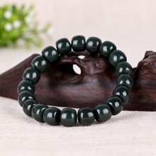 新疆和田玉塔青玉老形珠手串卡10尺寸男款送证书礼盒