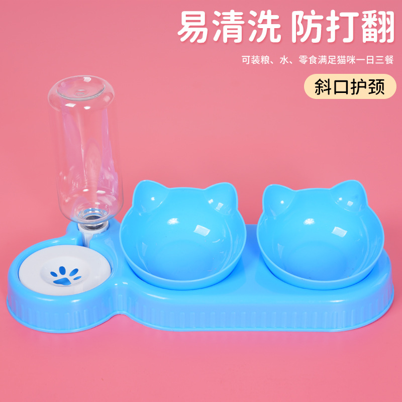 Cuenca del perro gato tazón alimentador de mascotas anti-golpe tres cuencos dispensador automático de agua de gran diámetro cuenca del gato fábrica directa al por mayor