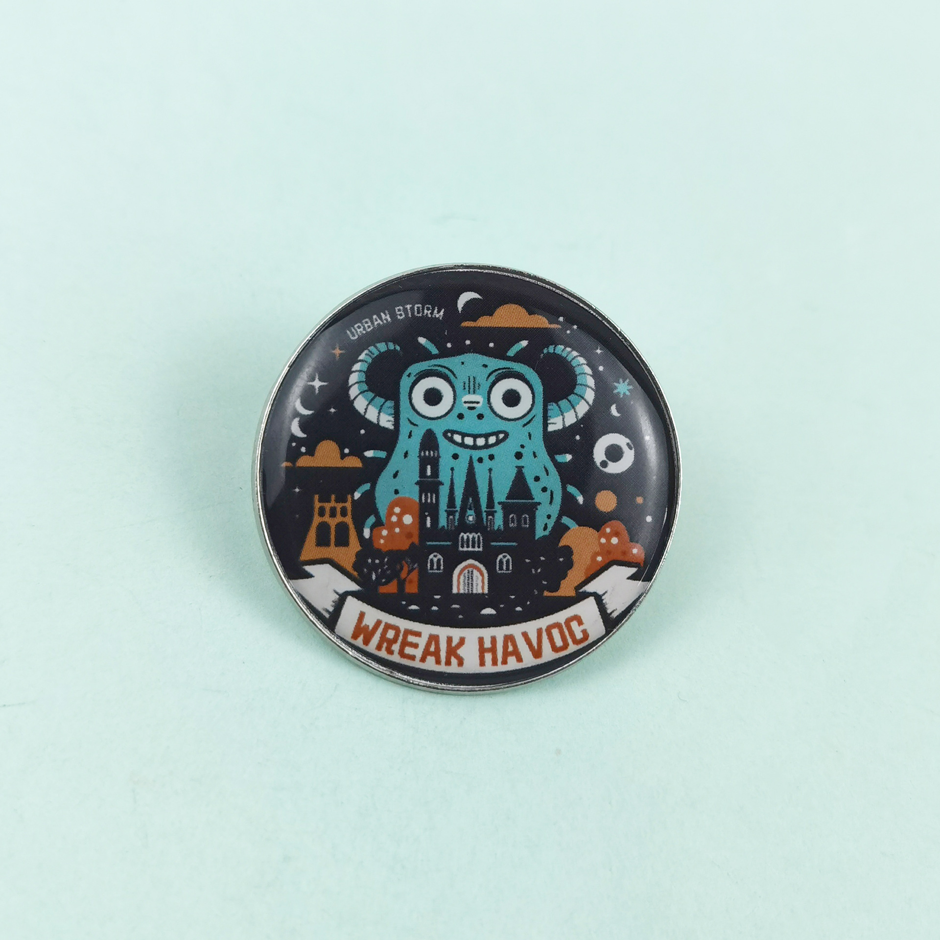 Broche de metal redondo transfronterizo patrón de dibujos animados medalla de joyería estilo retro europeo y americano mochila insignia de alfiler