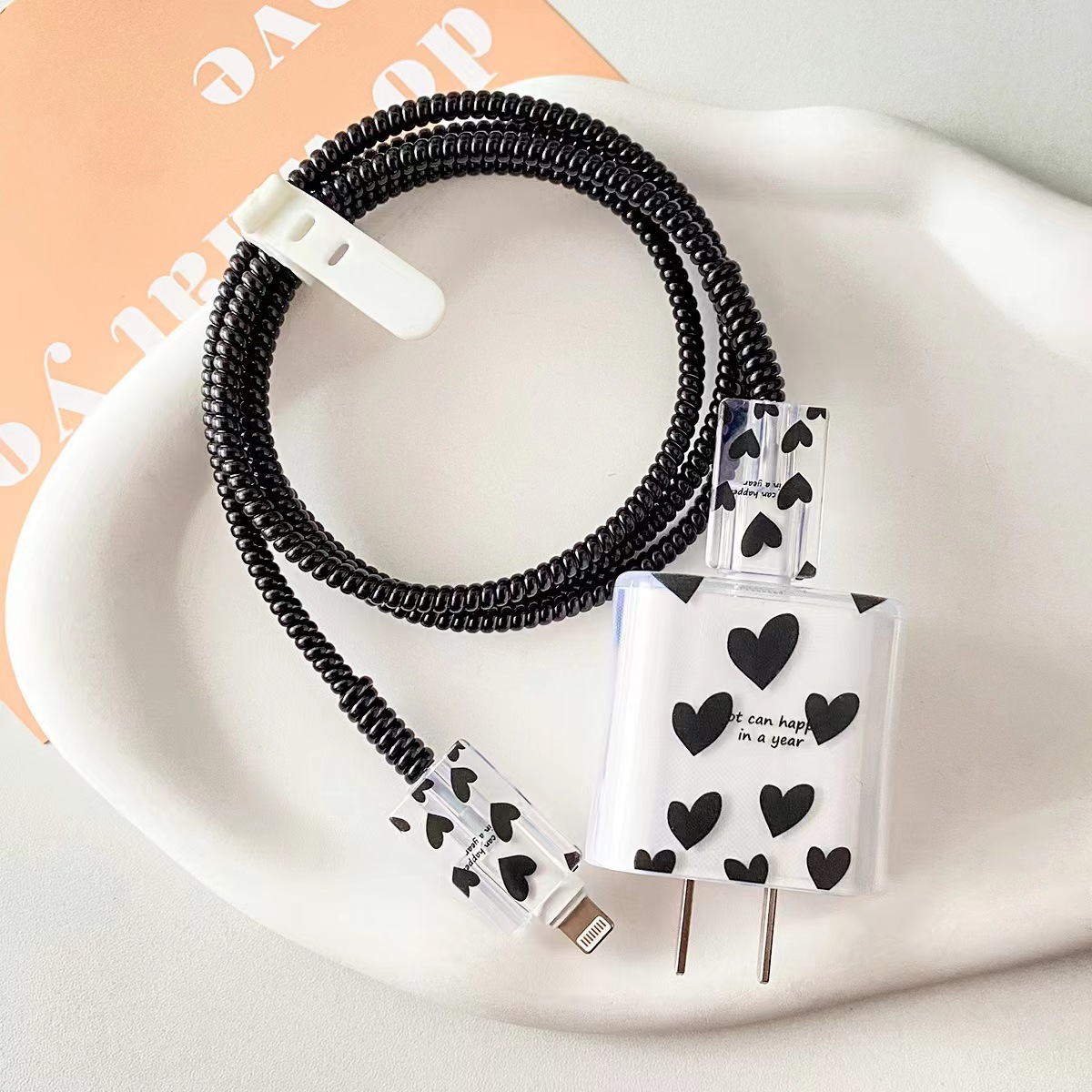 20W cargador de cable de datos Cable de bobinado cubierta protectora de carga rápida cubierta de la cabeza de impresión + cubierta de alambre 2 + 1 M de rayos láser