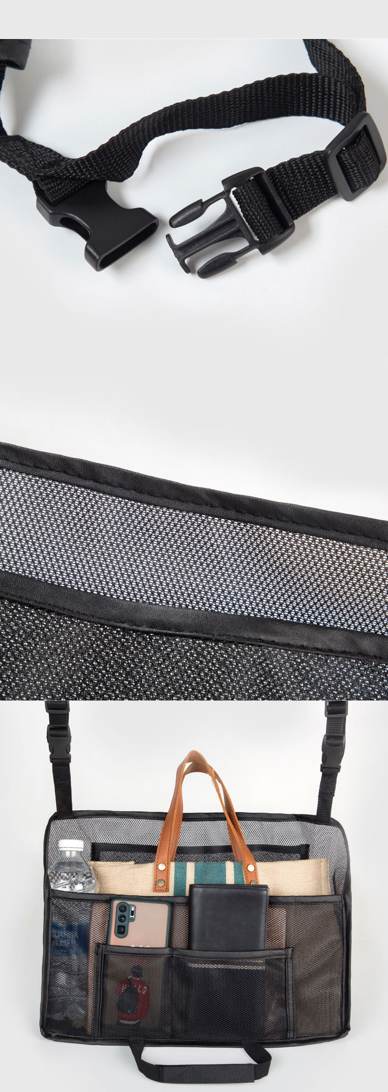 汽车两座椅网兜-车载手提包零食悬挂置物袋-网兜储物收纳袋通用