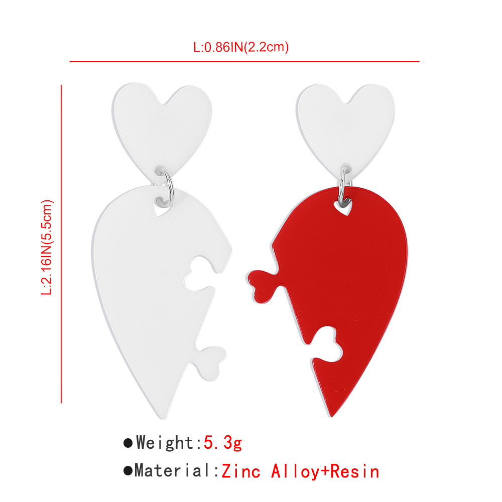 Fashion Jewelry Three-dimensional Asymmetric Heart-shaped Alloy Earrings display picture 3