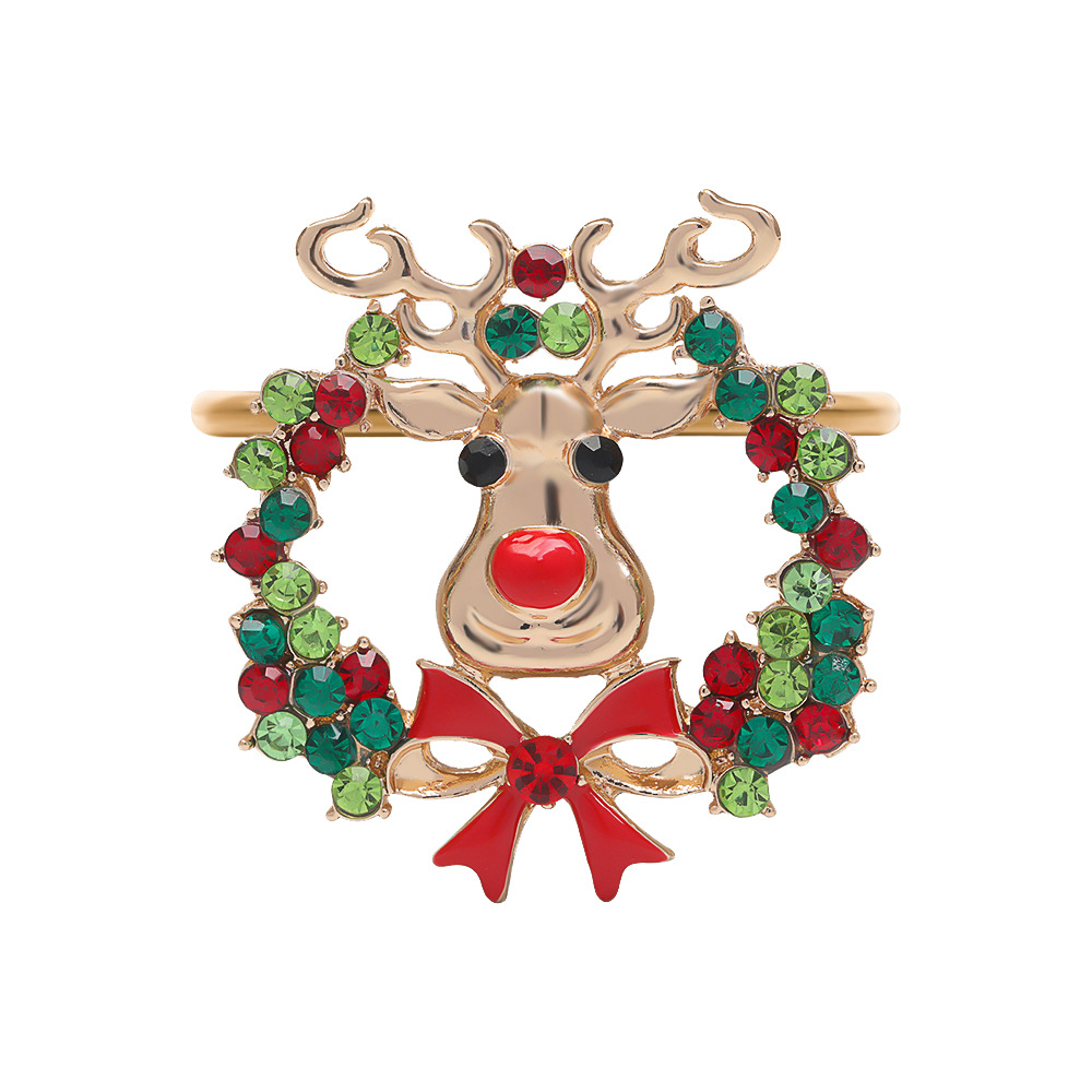 Navidad metal servilleta anillo ELK Garland árbol de Navidad copo de nieve servilleta anillo de comercio exterior servilleta hebilla Decoración de mesa