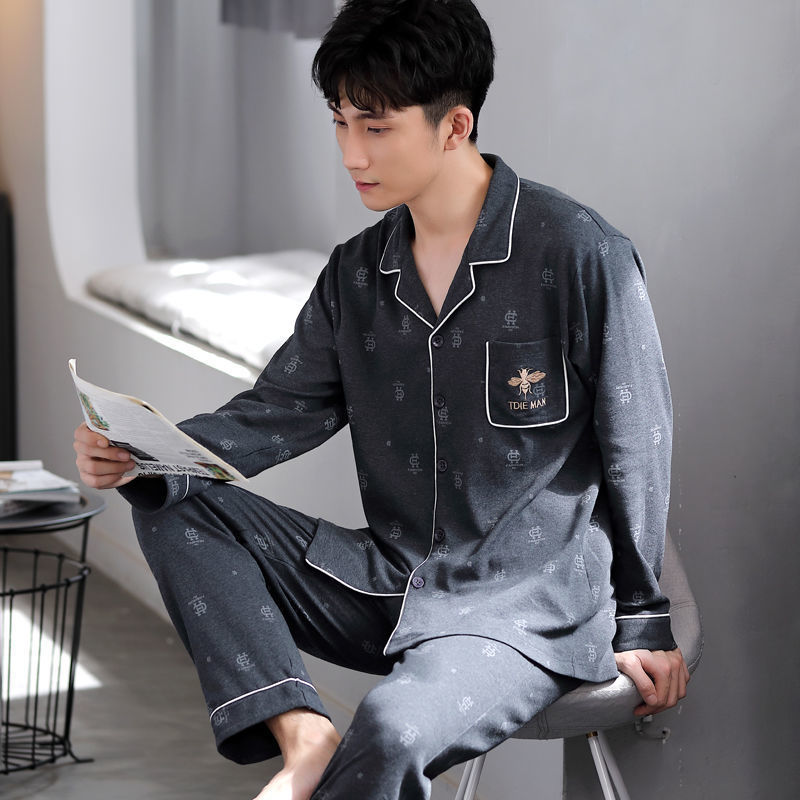100% primavera y otoño pijamas hombres de algodón de manga larga más tamaño de los hombres casual traje de desgaste para el hogar