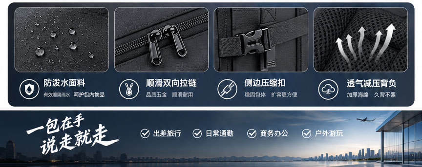 New Style Carry-on Backpack for Men, Multi-functional Expandable Business Backpack, Large Capacity Shoe Compartment, Premium Travel School Bag