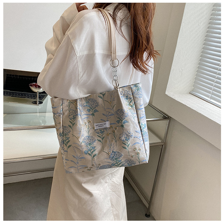 Streetwear Floral Square Magnetic Buckle Tote Bag display picture 1