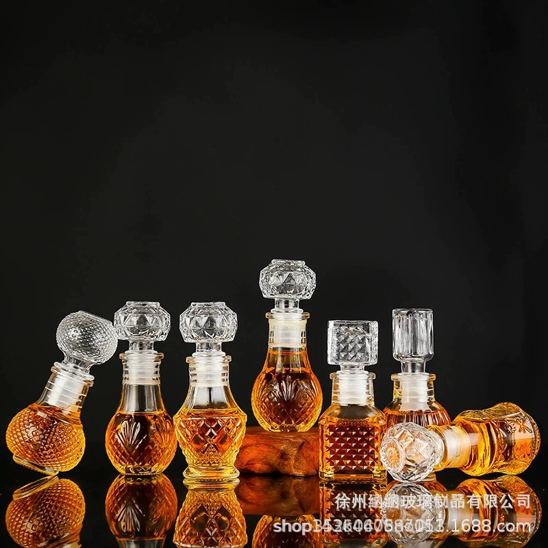 50 мл прозрачная мини-стеклянная Пустая бутылка для вина декоративная герметичная банка для хранения вина две или две маленькие винные бутылки виноградный пурпурный графин