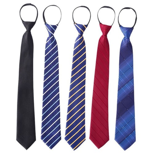 Zipper Tie-Free Men's Business Formal Suit 8cm Blue Striped Lazy Zip Tie