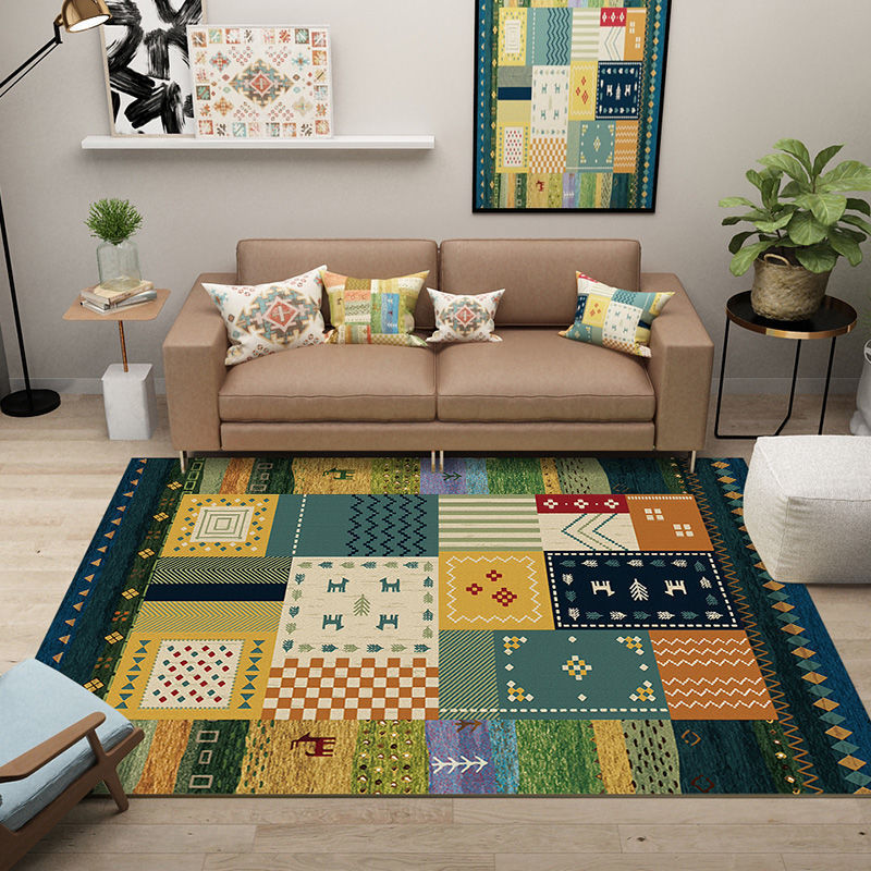 Cross-border Nordic Retro Living Room Carpet Moroccan Ethnic Style Non-slip Easy-care Bedside Carpet Home Entrance Mat