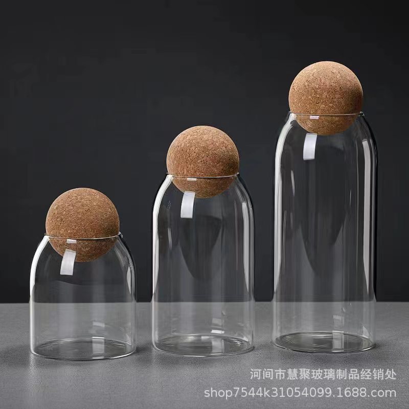 Frasco de vidrio sellado caja de regalo traje tapa de la bola tarro de almacenamiento de té frasco de almacenamiento de granos de café Amazon botella de vidrio