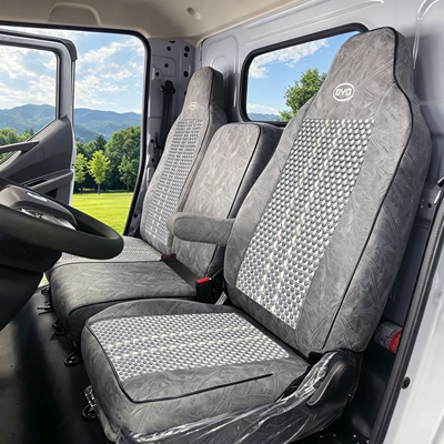 Modelə uyğun (Original) oturacaq örtükləri: Full-Coverage Seat Cover Truck Cushion - tech-fabric-gray-striped-ice-silk-gray-the-driver-and-two-passengers-sit-in-one-set
