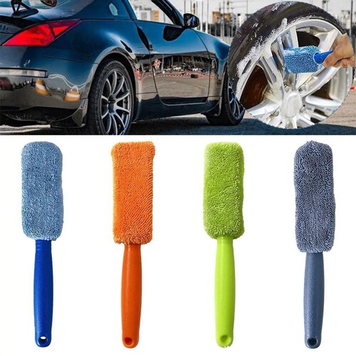 New Car Ultra-Fine Fiber Braided Cloth Long Handle Car Wash Brush Wheel Hub Brush Tire Brush Cloth Tire Brush Wheel Hub Brush