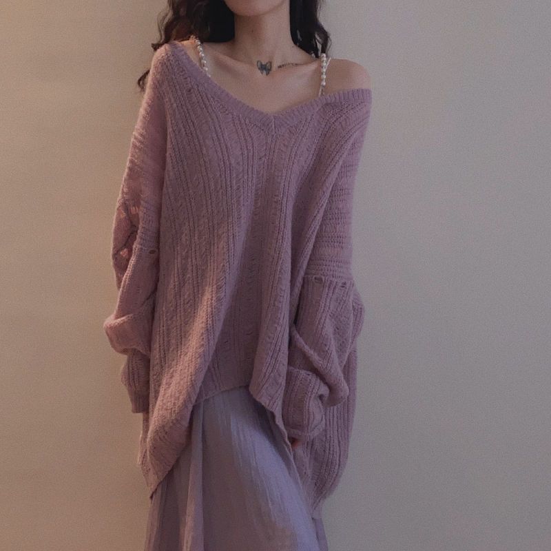 Blusa de Punto Calado con Agujeros para Mujer de Poliéster