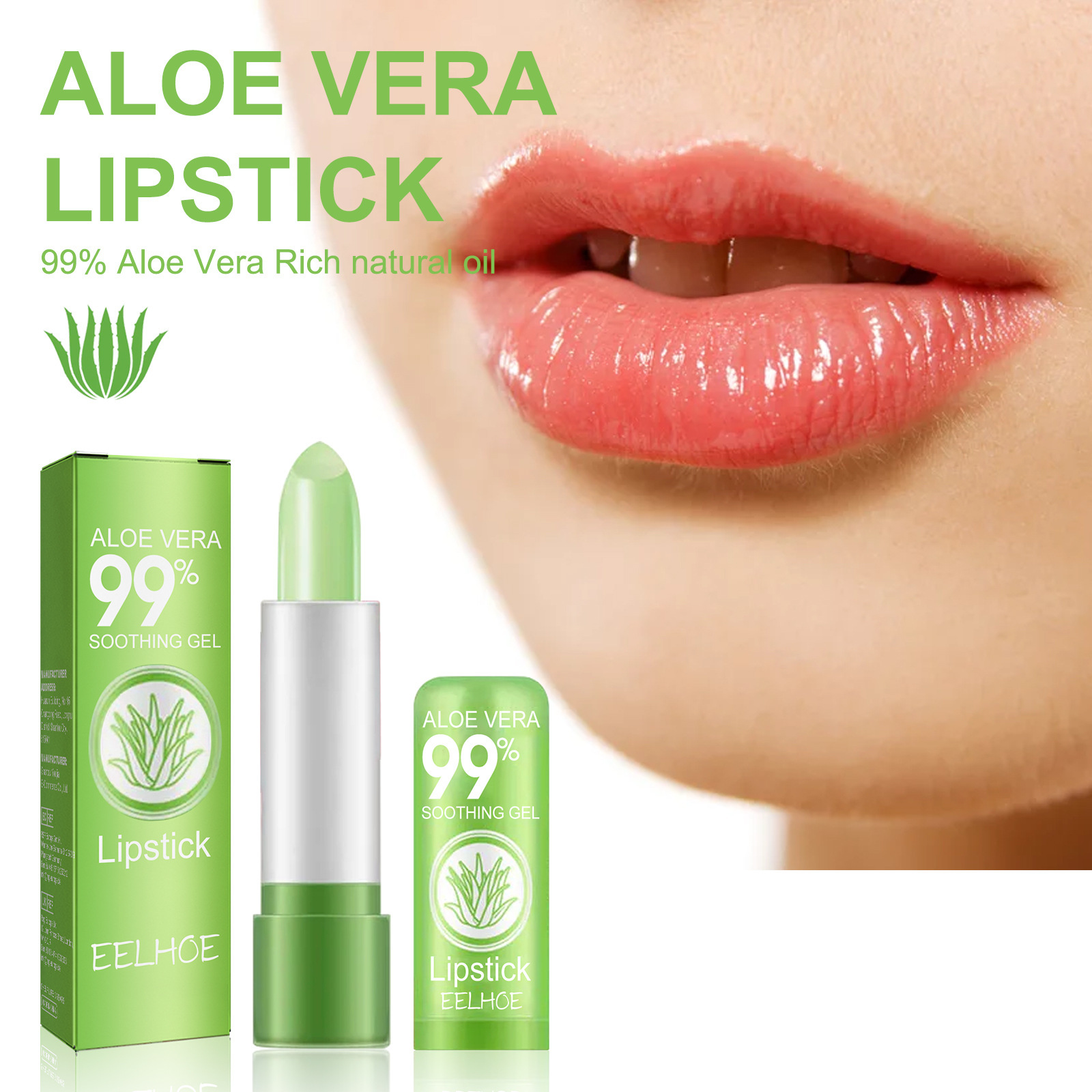 EELHOE Aloe-Lippenstift, Lippenbefeuchtung, Entfernung abgestorbener Haut, zarter, praller, praller und farbverändernder Lippenstift_voghion.com
