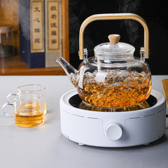 方竹把壺  玻璃茶壺 竹把提梁壺高硼硅功夫茶壺電陶爐煮茶壺