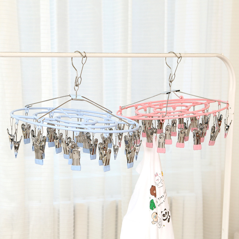 Acero inoxidable 24-clip calcetines de secado clip de secado rack multi-clip hogar colgando ropa a prueba de viento multi-funcional secado ropa interior calcetines clip