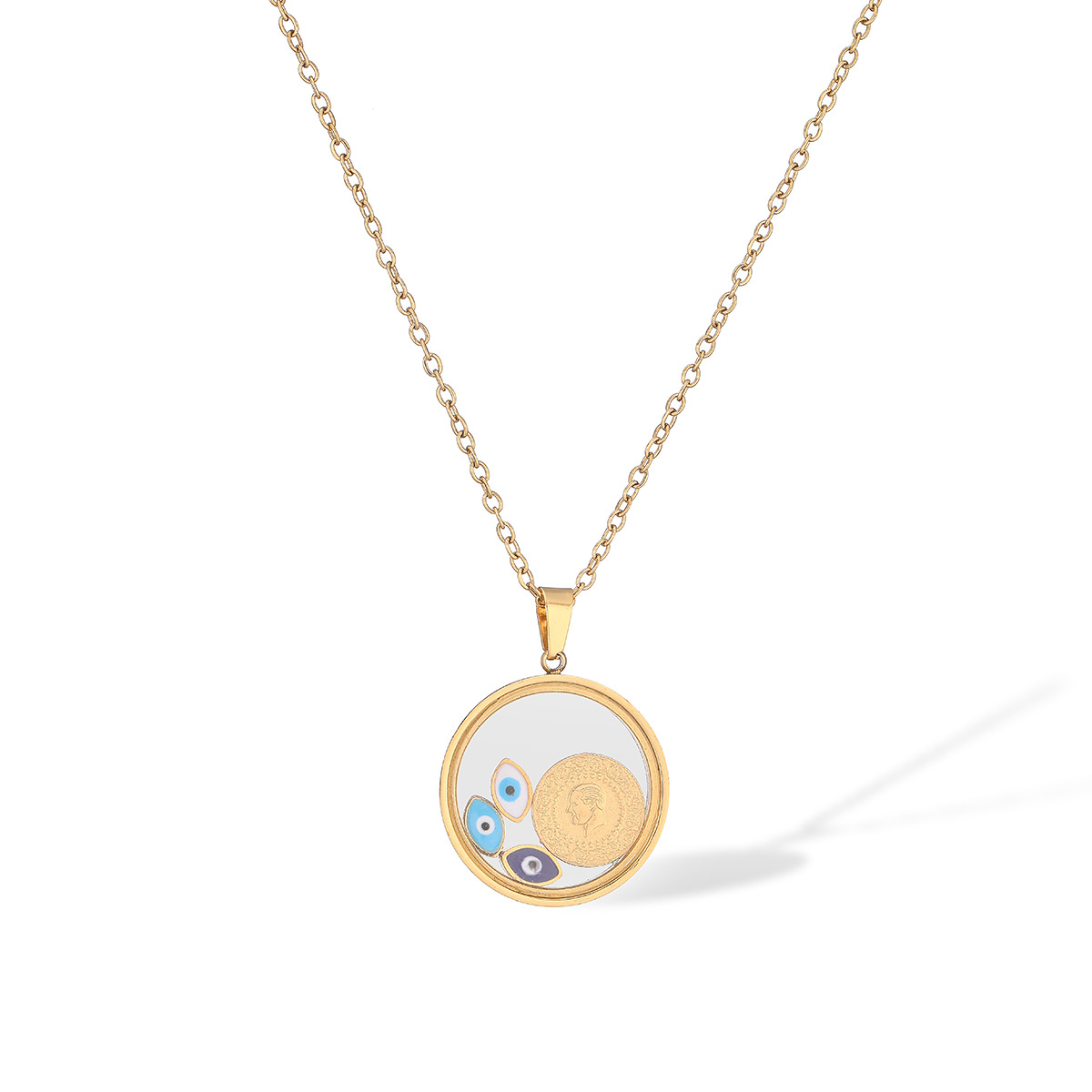 Irregular Design Wholesale Jewelry Simple Style Round Titanium Steel Irregular Pendant Necklace