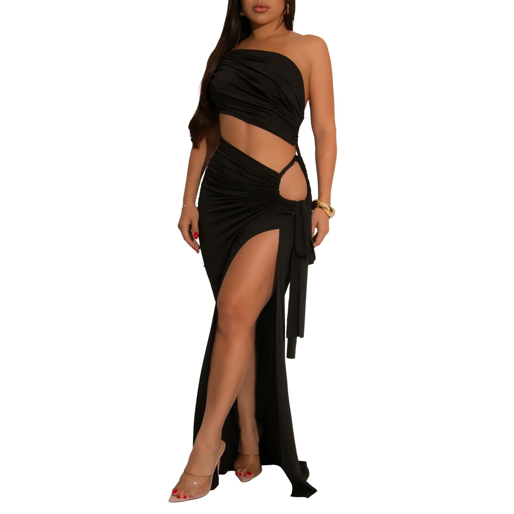 345g Weight Maxi Long Dress Dress Length Type Sleeveless Sleeve Length Sheath Dress Dresses Type Polyester Fabric Type High Waist Waist Line Banquet, Cocktail Party Occasion Strapless, Oblique collar Neckline Slim Fit Type Solid Color Pattern Summer Season Women's Gender Sexy, Streetwear Style Wholesale Women's Sexy Streetwear Solid Color Banquet Cocktail Party Strapless Oblique Collar Sleeveless Sheath Dress 2