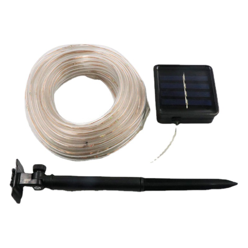 Cadena de luz de tubo solar led, tubo de luz de cuero, luz impermeable al aire libre con luz decorativa navideña, cadena de luz colorida para patio, venta al por mayor
